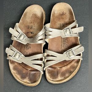 Birki’s by Birkenstock Moorea Granada Sandals Silver Size 37 US Women 6 NARROW